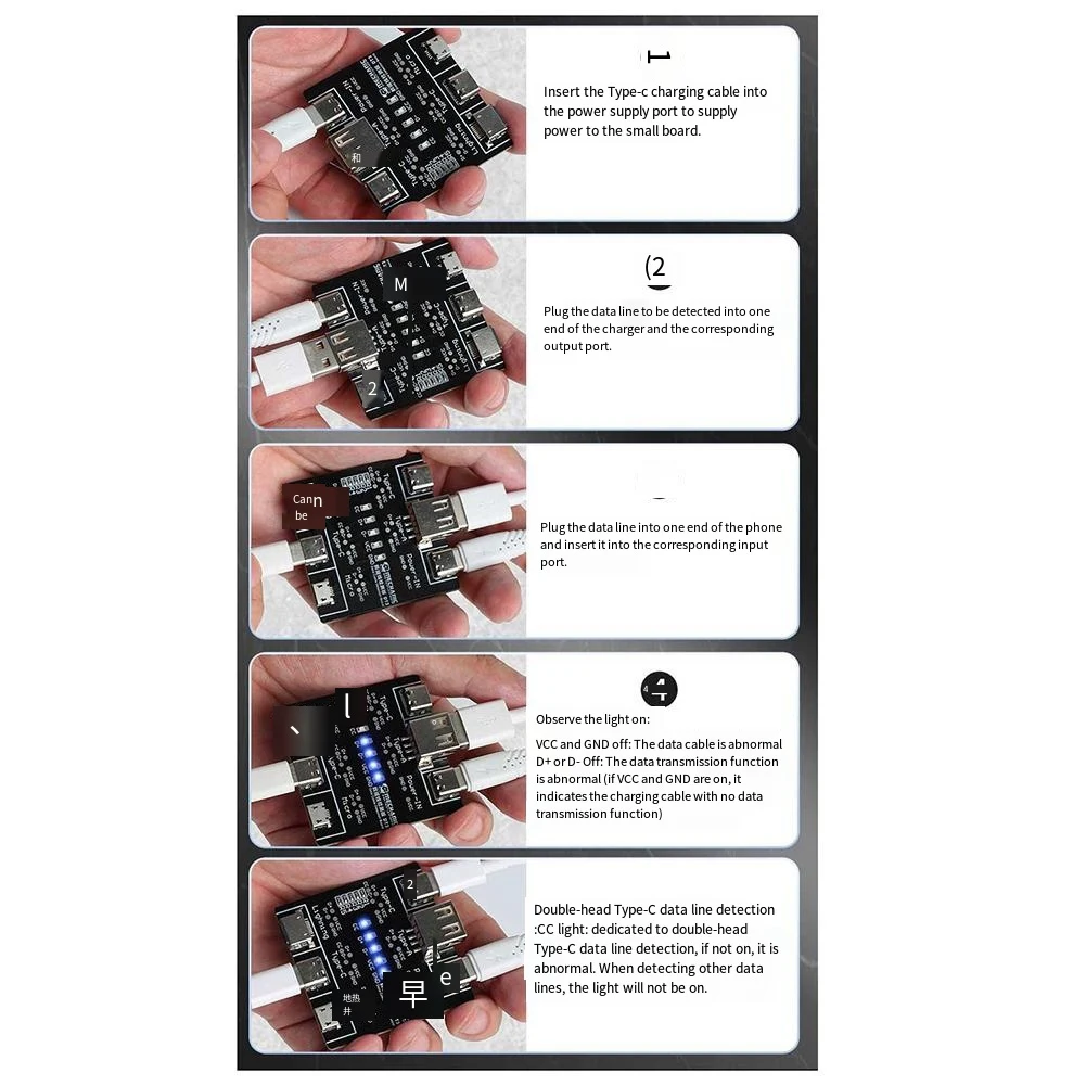 DT3 Data Cable Detection Board USB Cable Tester for IOS Android Type-C Short Circuit On-Off Switching Test Board Repair