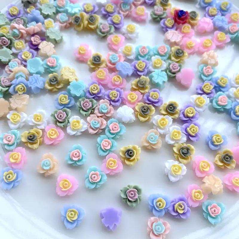 50pcs new flower shaped resin decorative flat back jewelry DIY wedding decoration mini flower mobile phone flat back