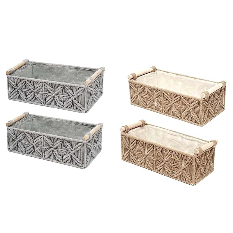 

Macrame Storage Basket Boho Decor Baskets For Organizing Woven Decorative Basket For Countertop Toilet Paper Basket Durable