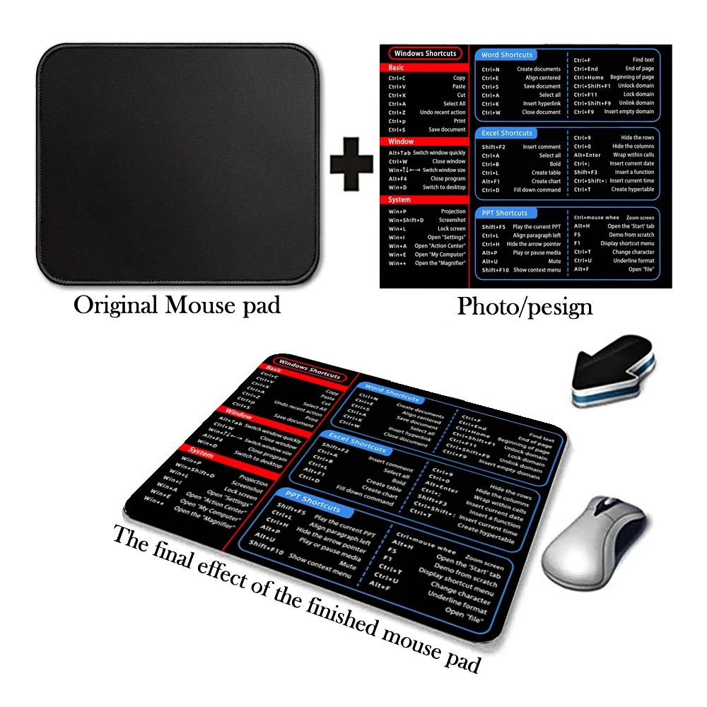 Small Quick Selection Mouse pad Keyboard Spanish Portuguese English EXL Windows Office MousePad keypad Basic rubber non-slip mat