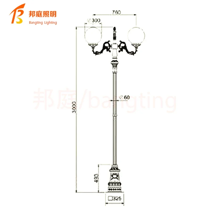 2.5M European style courtyard lamp garden landscape lamp with high-end cast aluminum