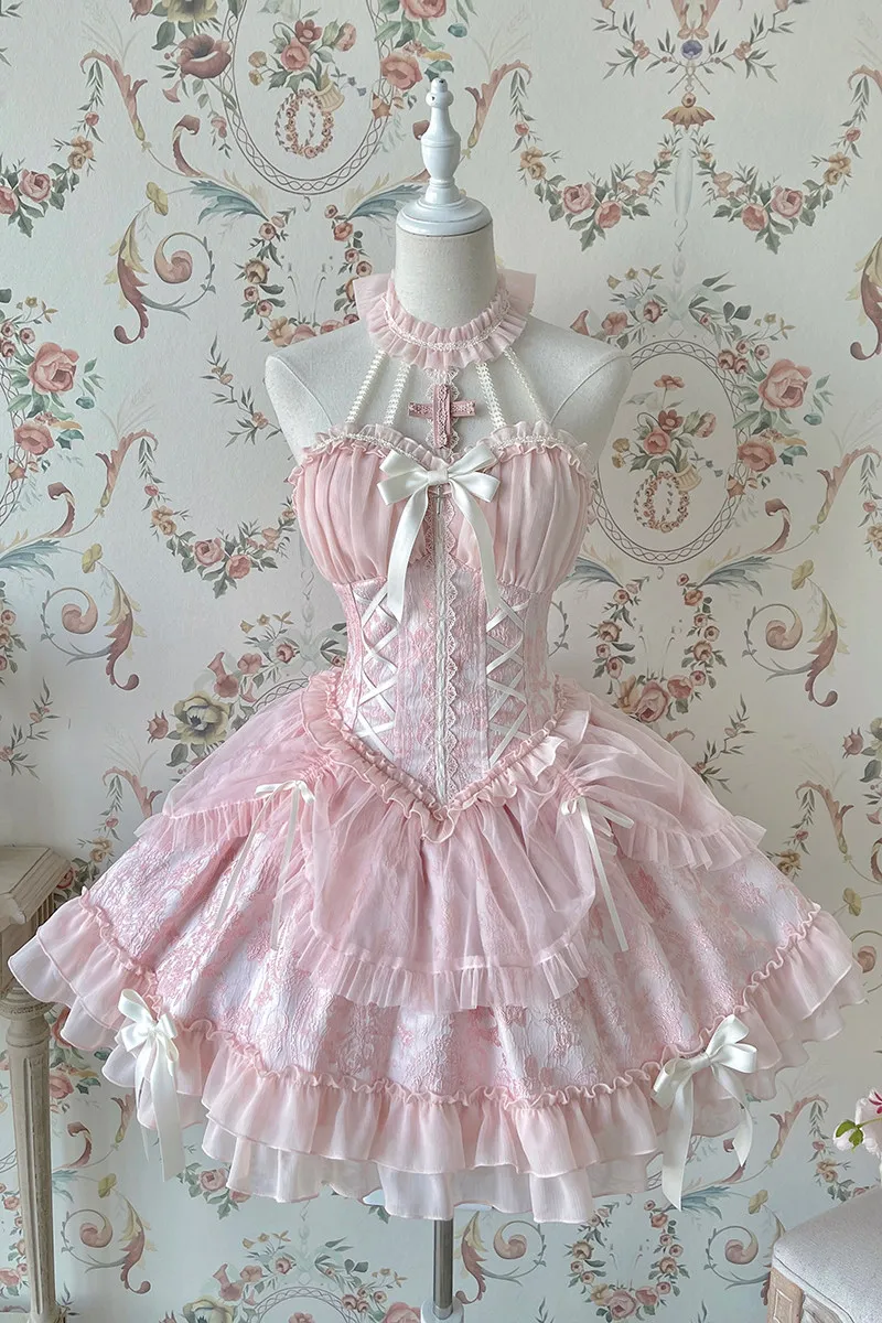

Alice Girl - Cross Maiden - Gothic Lolita Dress, Ballet Halterneck Lolita JSK PRE ORDER / 1 months