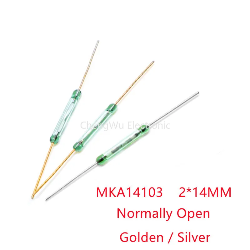 

5pcs/lot Reed switch MKA14103 Normally Open 2*14MM Golden / Silver MKA-14103 Magnetic Induction Switchs