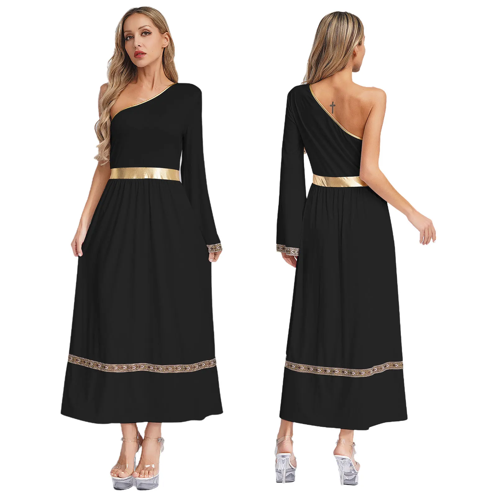 

Женский костюм древнегреческой богини для косплея на одно плечо, римский халат Тоги, греческое платье принцессы, королевы, благородное платье на Хэллоуин