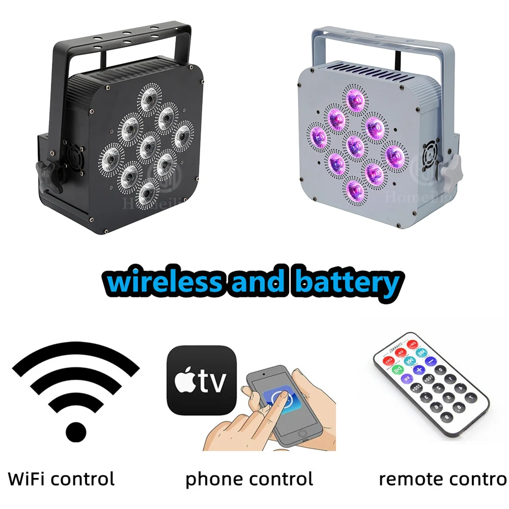 Homei Hot Selling Battery Par Light Uplight 9x18w Wireless Dmx Par Light Wash Par Can
