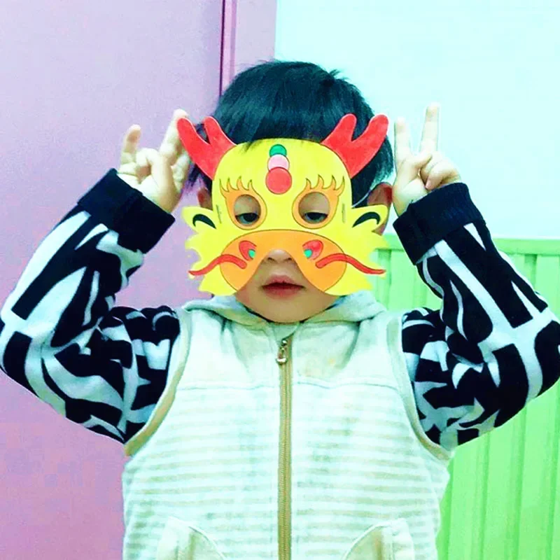 24szt Dzieci Dziecko Kolor DIY Puste Graffiti Papierowe Maski Rysunkowe Zwierzęta Urodziny Ulubione Przebranie Cosplay Boże Narodzenie Impreza Prezent Ulubione — zdjęcie 5