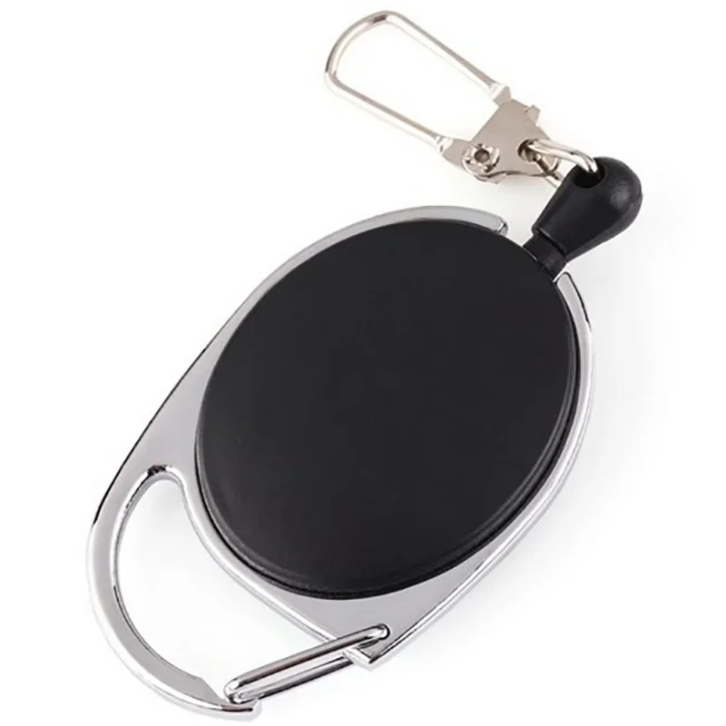 1PC Retractable Pull Badge Reel ID Lanyard Name Tag Card Badge Holder Reels Recoil Belt Key Ring Chain Clips