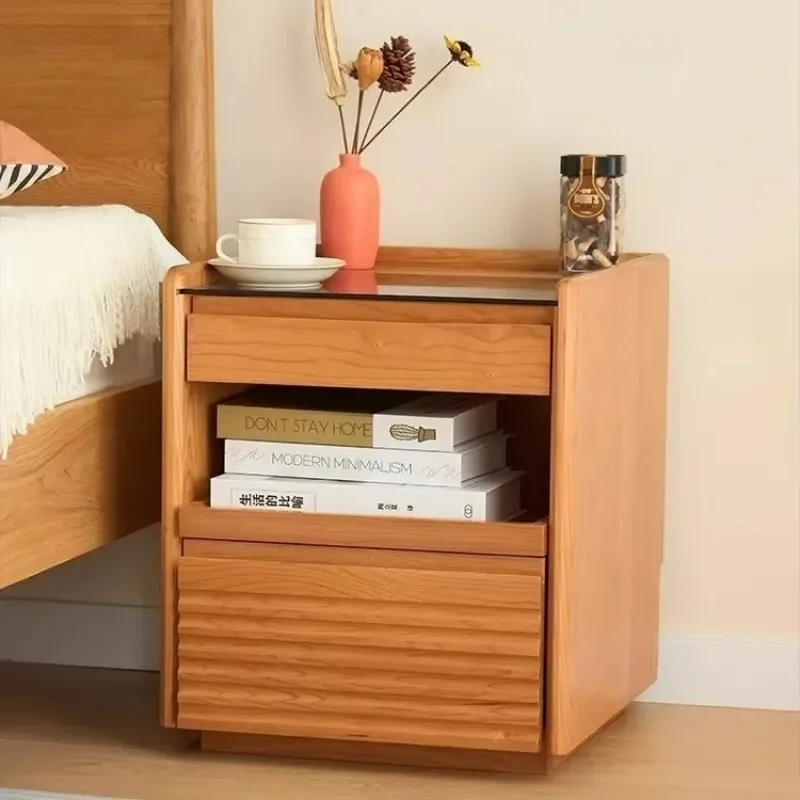 Bedside table Side table Bedside table Log bedroom Japanese-style household locker