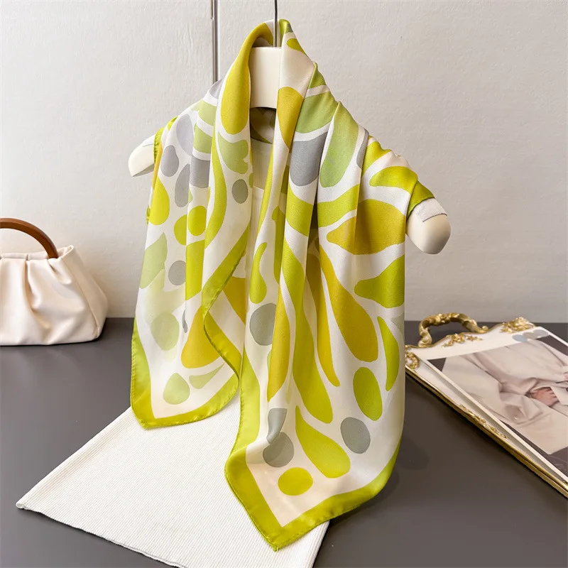 

Мягкий атласный шарф с коралловым цветочным принтом, женский весенне-летний бандана, шейный платок, универсальная повязка для волос, сумка, шарф