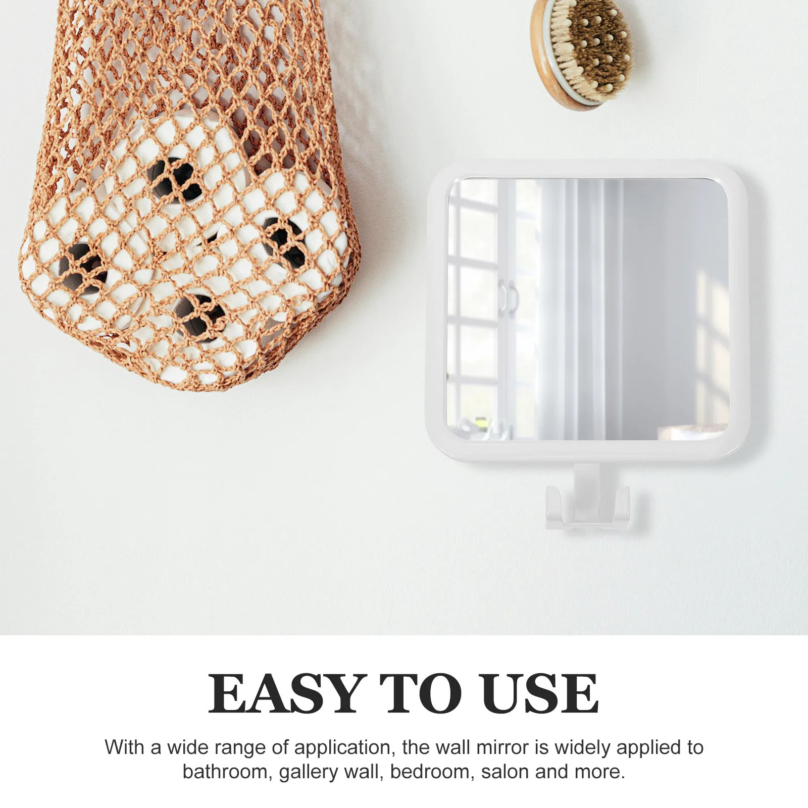 

Punch Free Bathroom Mirror Suction Cup Design Modern Style Wall Mountable for Shower Bathtub Room Makeup Shaving Use