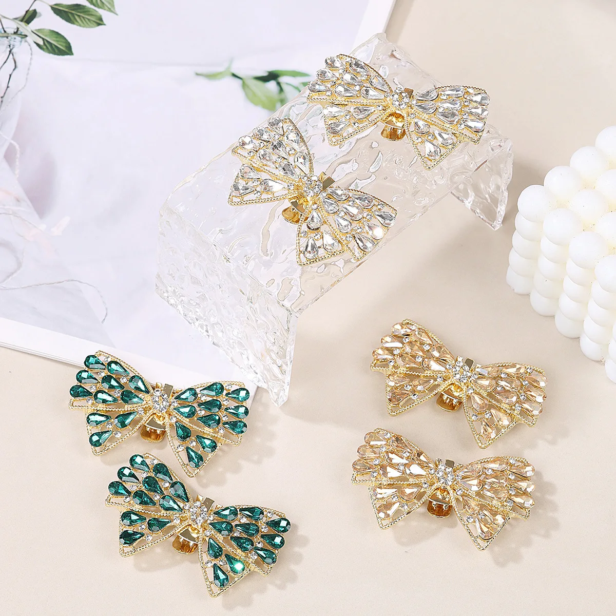 1pc Shoe Clips Rhinestone Wedding Bride Shoes Decoration Women High Heel Charms Jewelry Bows Pearl Shoes Crystal Decoration