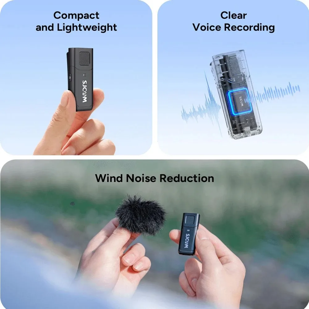Original SJCAM M4 Wireless Lavalier Microphone for SJCAM SJ30 SJ6 Ultra Action Camera, Noise Reduction Recording Mic Accessories