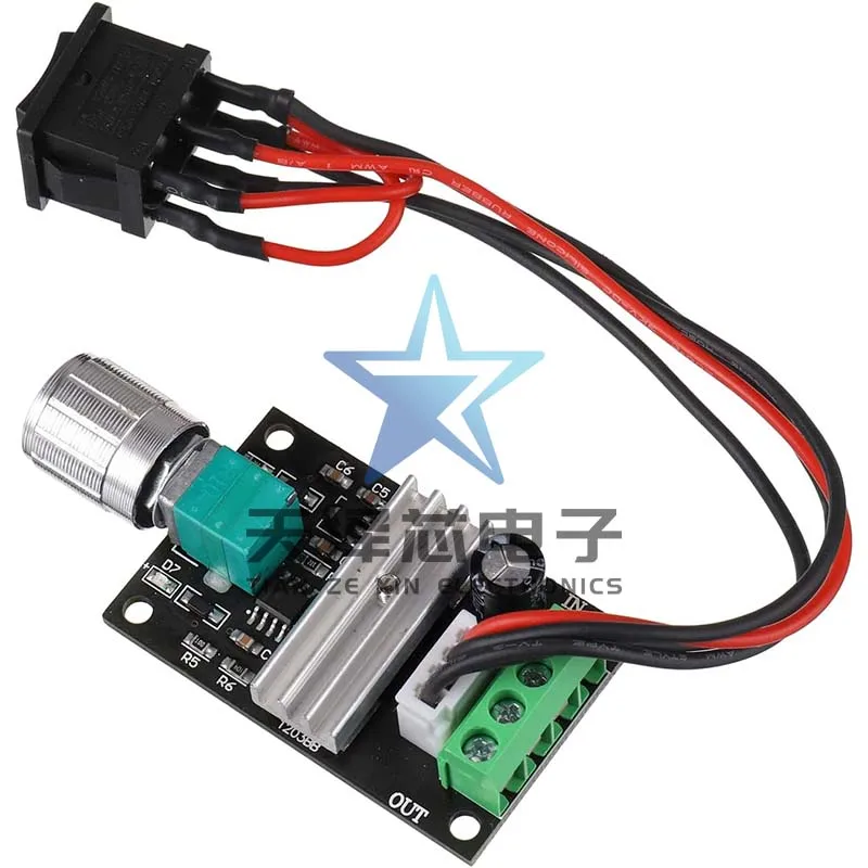 PWM DC Motor Speed Regulator com função de interruptor, frente e verso, novo produto, 6V, 12V, 24V, 3A