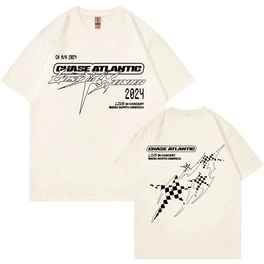 Koszulki zespołu rockowego Chase Atlantic Lost in Europe and UK Tour Męskie Koszulki Hip Hop Vintage Oversized Bawełniane Koszulki Gotycka Odzież Uliczna