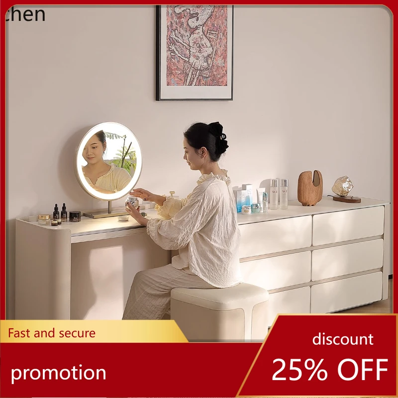 

HXL Dressing Table and Chest of Drawers Integrated Bedroom Desk Cream Style Makeup Table