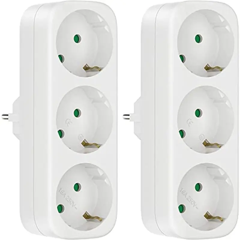 

AA05 2 Pack Multi Socket Without Cable 250V/16A Socket Adapter, Portable Sockets 3680W Converter Socket EU Plug