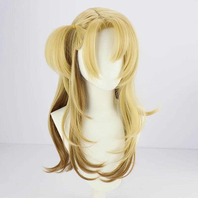 Luca Kaneshiro Cosplay Wig Vtuber Yellow Brown Long 70cm Heat Resistant Synthetic Hair Halloween Party Role Play + Free Wig Cap