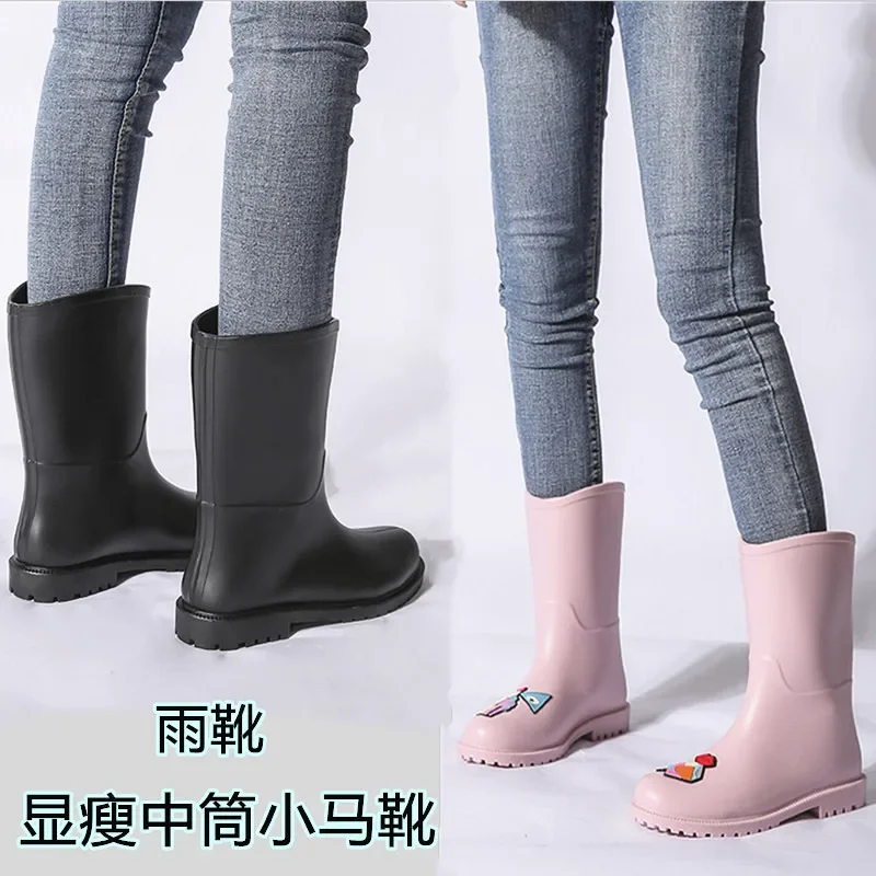 Rubber boots for women waterproof shoes rain galoshes ankle working garden rainboots woman Oil-proof non-slip kitchen boots