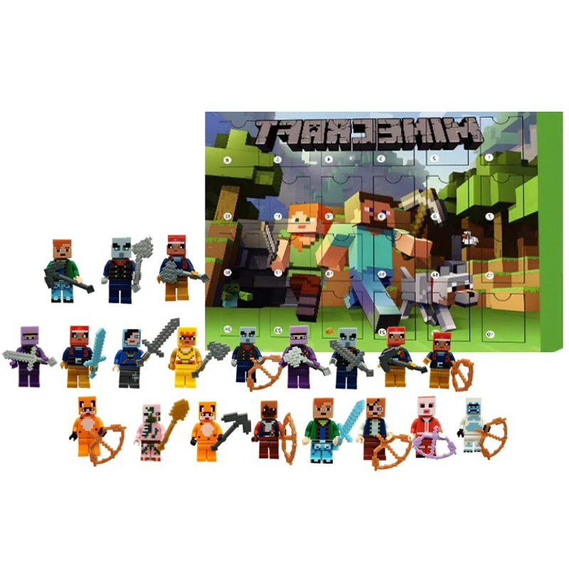 Minecraft Anime Figure Toy Christmas Advent Calendar Box Cartoon Surprise Box MC Game Doll Ornaments Model Kids Xmas Gifts Toys