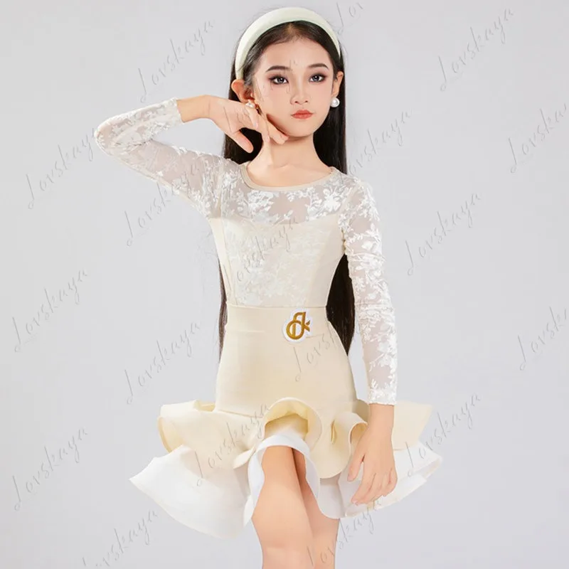 ชุดการแสดงเต้นละตินสำหรับเด็กในฤดูใบไม้ร่วงและฤดูหนาว ชุดฝึกซ้อมสำหรับเด็กผู้หญิง ชุดฝึกซ้อมระดับไฮเอนด์สำหรับเด็ก