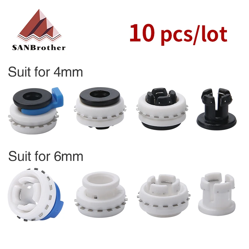 10pcs Pneumatic Connector 3D Printer Parts Plastic Buckle Quick Plug PTFE Pipe Connector End Cap Claw Suitable for 4mm 6mm Pipe