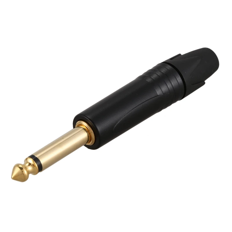 JHD-Gold Plating 80Pcs Plug Mono Professional 2 Pole 6.35 Mm 6.5Mm Stereo Jack Plug Neutrik 6.35Mm Jack Black