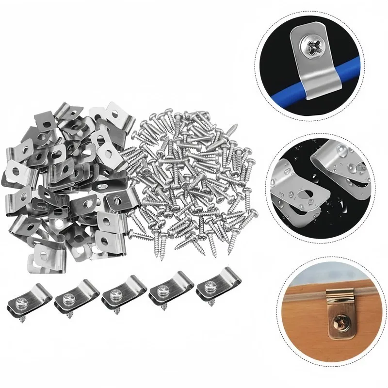 105 Clips + 105 Nails, Corrosion-Resistant Wire Clips, for Farm Fence Installation