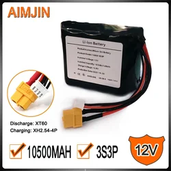 3S3P 12V 10500mAh High Capacity UAV Rechargeable Li-ion Battery for Various RC Airplane Quadrotor, with Connector XH2.54+XT60