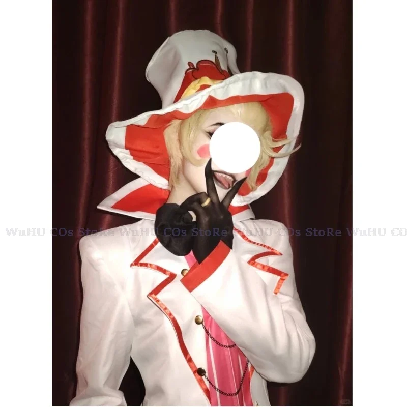 Hazbin Lucifer Cosplay Anime Hotel Morningstar Cosplay Costume Wig Daddy White Suit Devil Hell Halloween Party Adult Men Costume