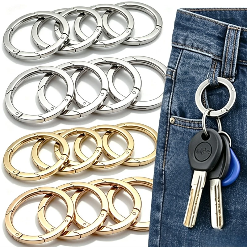 Multi-Size Metal Spring O-Rings Quality Gold Silver 16-38mm Keychain Connectors for Handbags Belts Diy Jewelry Making Accessory