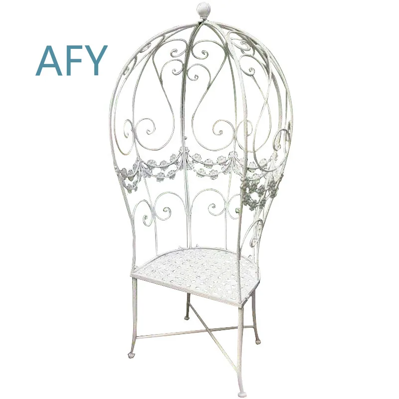 Retro Casual Chair for Outdoor Patio Balcony Courtyard Garden Park Wrought Iron Climbing Vine Frame Lazy White Free Standing