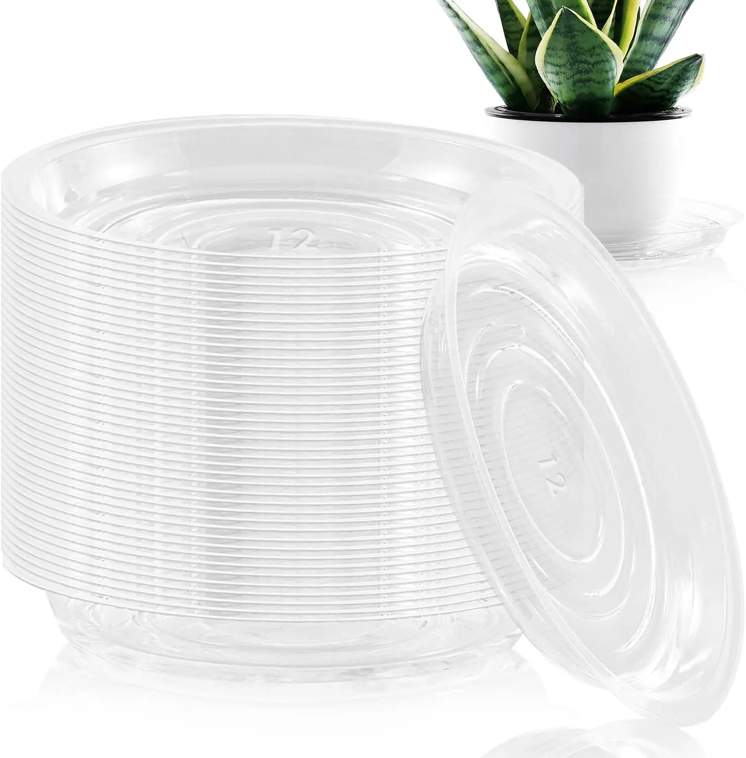 

60 Pack 12 Inch Plant Saucer Clear Plant Saucers for Outdoors Plants Drip Trays Extra Large Pot Saucer No Holes Pot Saucers Plan