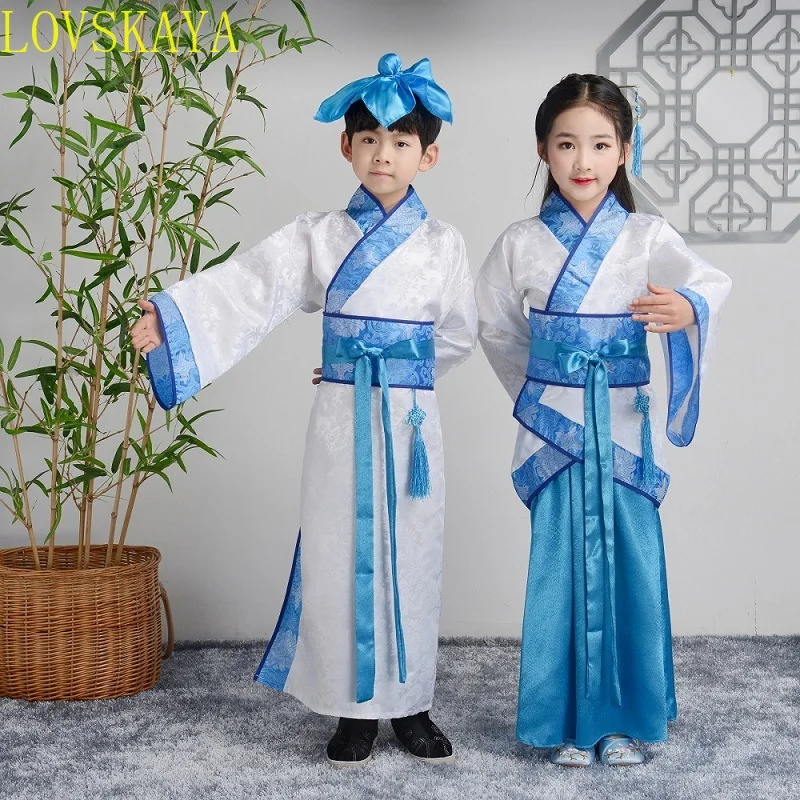 Vestido de seda chinês para meninas, quimono, tradicional, retro, étnico, estudante, dança, hanfu