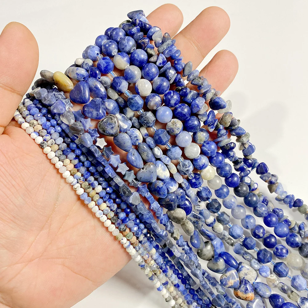 100% Natural Sodalite Stone Bead Irregular Shape Blue Jasper Loose Spacer Beads For Jewelry Making DIY Bracelet Necklace Earring