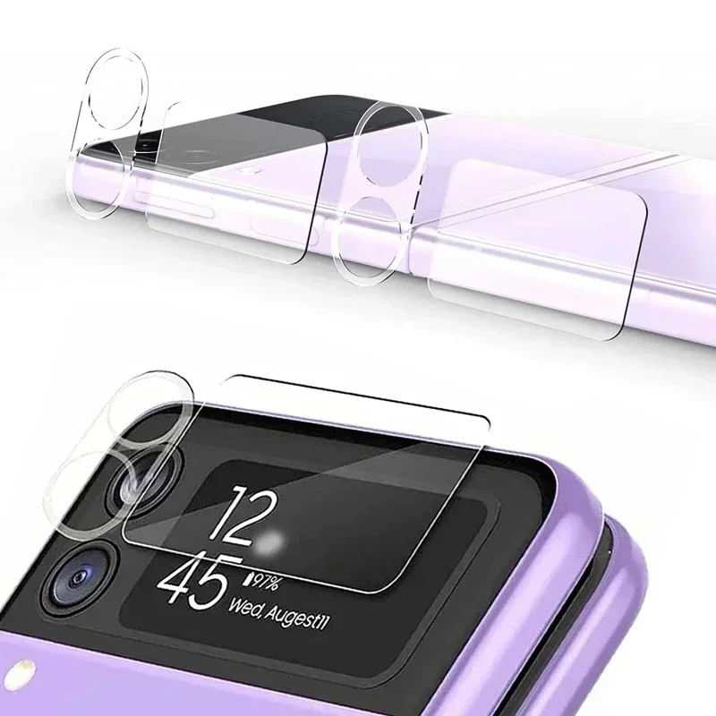 สำหรับ Flip4 Flip3ตัวป้องกันเลนส์กล้องสำหรับ Samsung Galaxy Z flip 4 3เลนส์กล้องแบบเต็มพื้นที่กระจกฟิล์มป้องกันแบบพับ4 5g