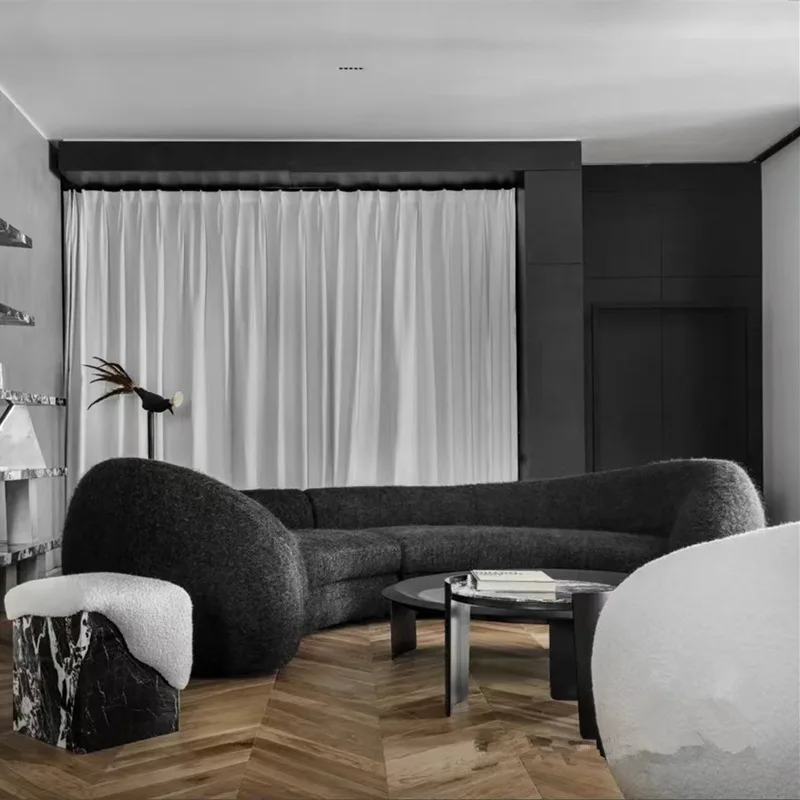 Big bear sofa, classic black sofa, model room beauty salon sofa in the hotel reception area