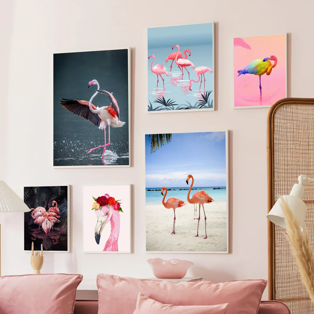 

Flamingo Animal Self-adhesive Art Poster Whitepaper Sticker DIY Room Bar Cafe Wall Decor