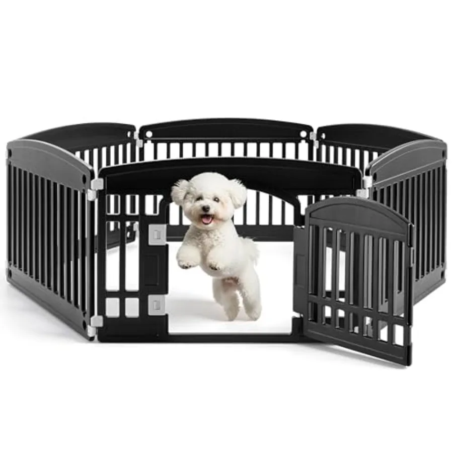 

Пластиковый вольер для собак 24 дюйма, 6-панельный, прочный, для щенков и маленьких/средних собак, портативный и складной, с защитой