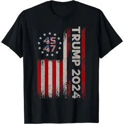 Trump 2024 T Shirt 45 47 President America Flag Graphic T Shirts Mens Clothing T-shirt Fashion Streetwear Casual Women Tops Tee