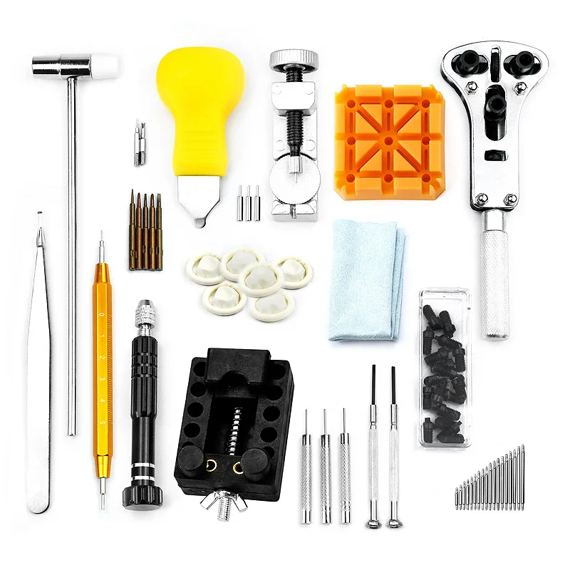 

156 pieces of watch repair tool set, professional watch repair artifact including rice shaped seat/three claw open storage bag