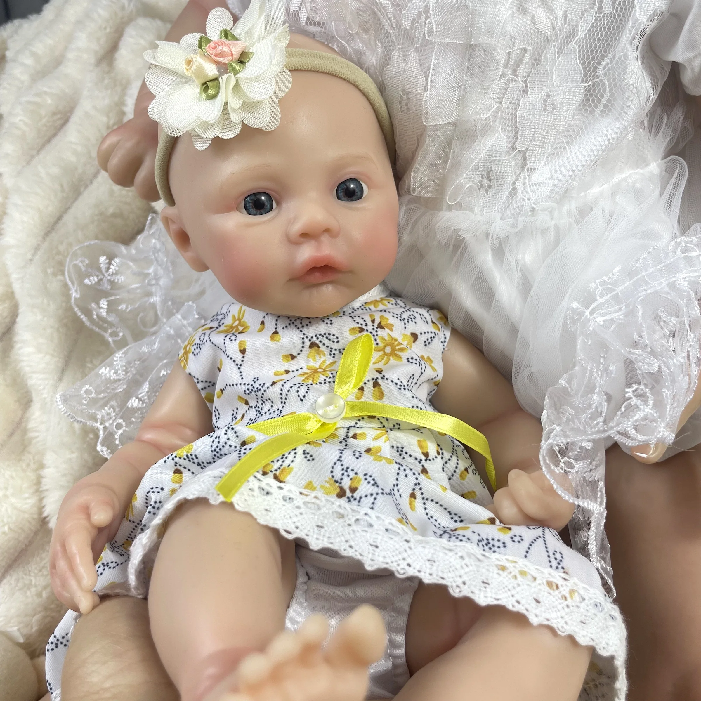 

Mini 33CM Painted Reborn Silicone Baby Meadow Doll Original Girl Full Solid Silicone Washable Doll Toy Gift