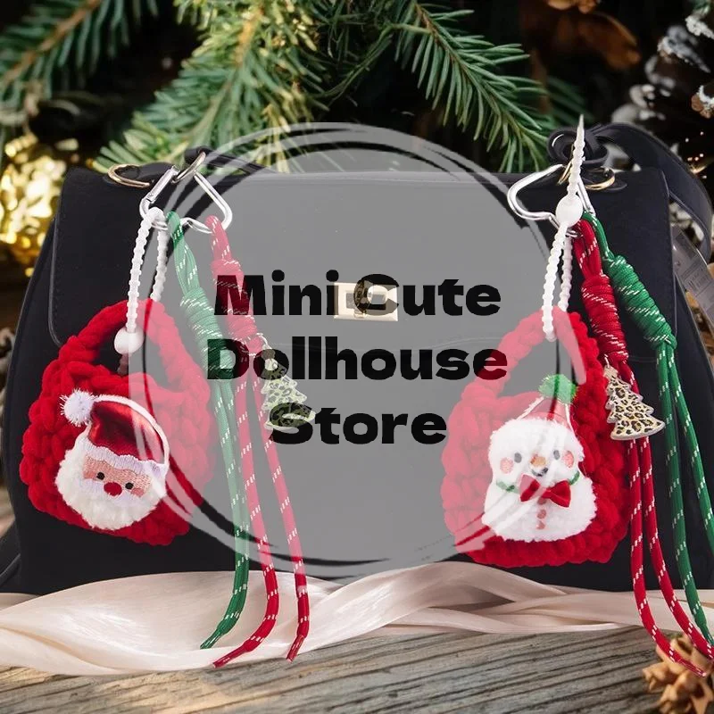 Christmas Plush Cartoon Gingerbread Man Christmas Wreath Pendant Keychain Backpack Hanging Ornament Xmas New Year Gift