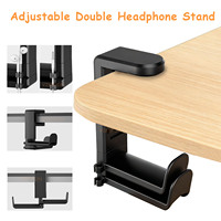 1PC Adjustable Bilateral Headphone Holder Stand Table Side Installation Headset Rack Household Storage Bracket Expansion Support