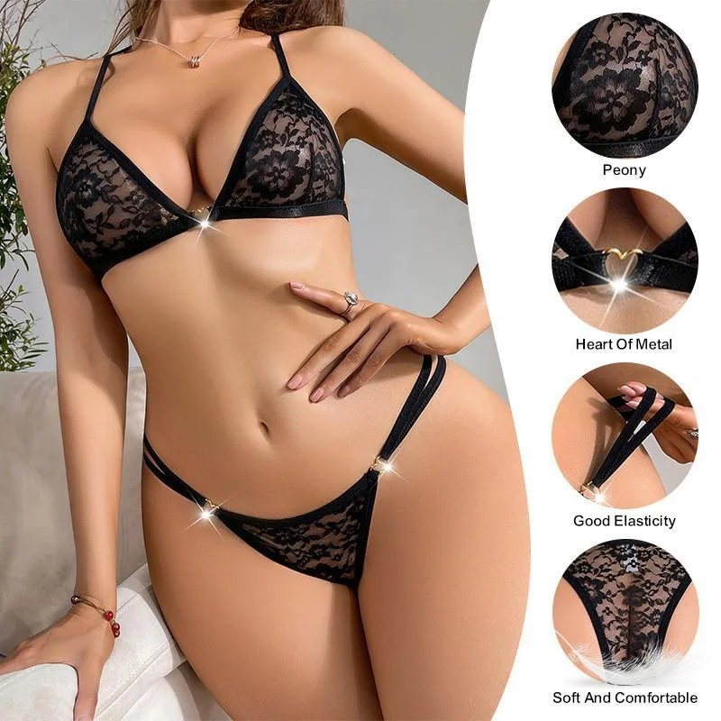 

Sexy Lingerie Outfit Pattern Embroidery Super Hot For Women Set Lace Underwireless Push Up Bra And Low Waist Panties Sets