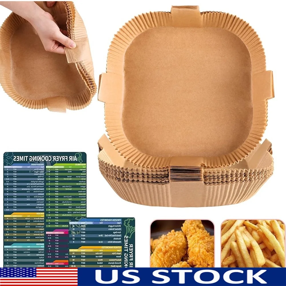 

Air Fryer Disposable Paper Liners Non-Stick Parchment Cooking Sheets Food Grade Baking Roasting Accessories 200 Count