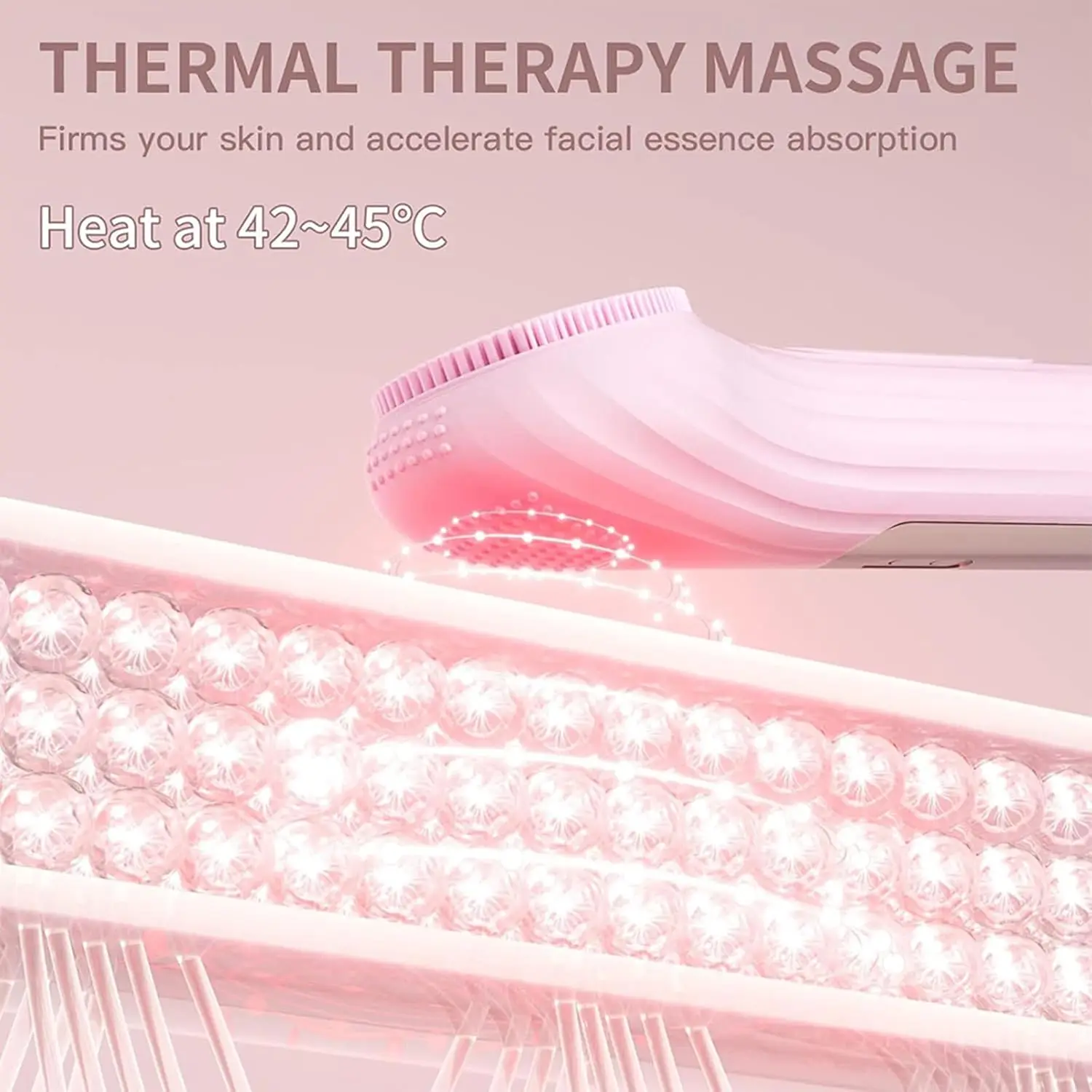 منظف وجه كهربائي مقاوم للماء - فرشاة سيليكون بالموجات فوق الصوتية مع تدليك حراري، منظف للبشرة ومنظف المسام #3