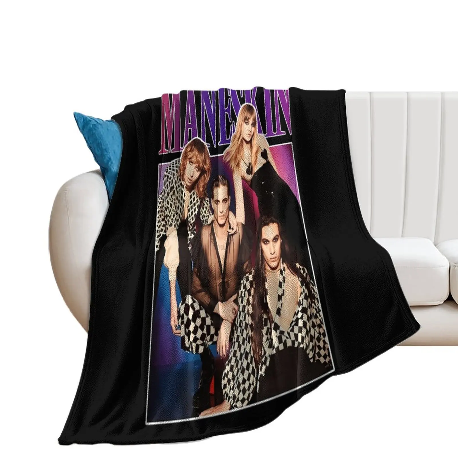 

Maneskin Mneskin - Winners of Eurovision Song Contest 2021 Italy Zitti E Buoni Retro Vintage Throw Blanket Furrys Blankets