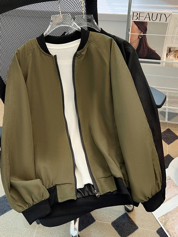 

Модная цветная свободная повседневная куртка-бомбер для весны и осени, тонкая, универсальная, молодежная, из полиэфирного волокна