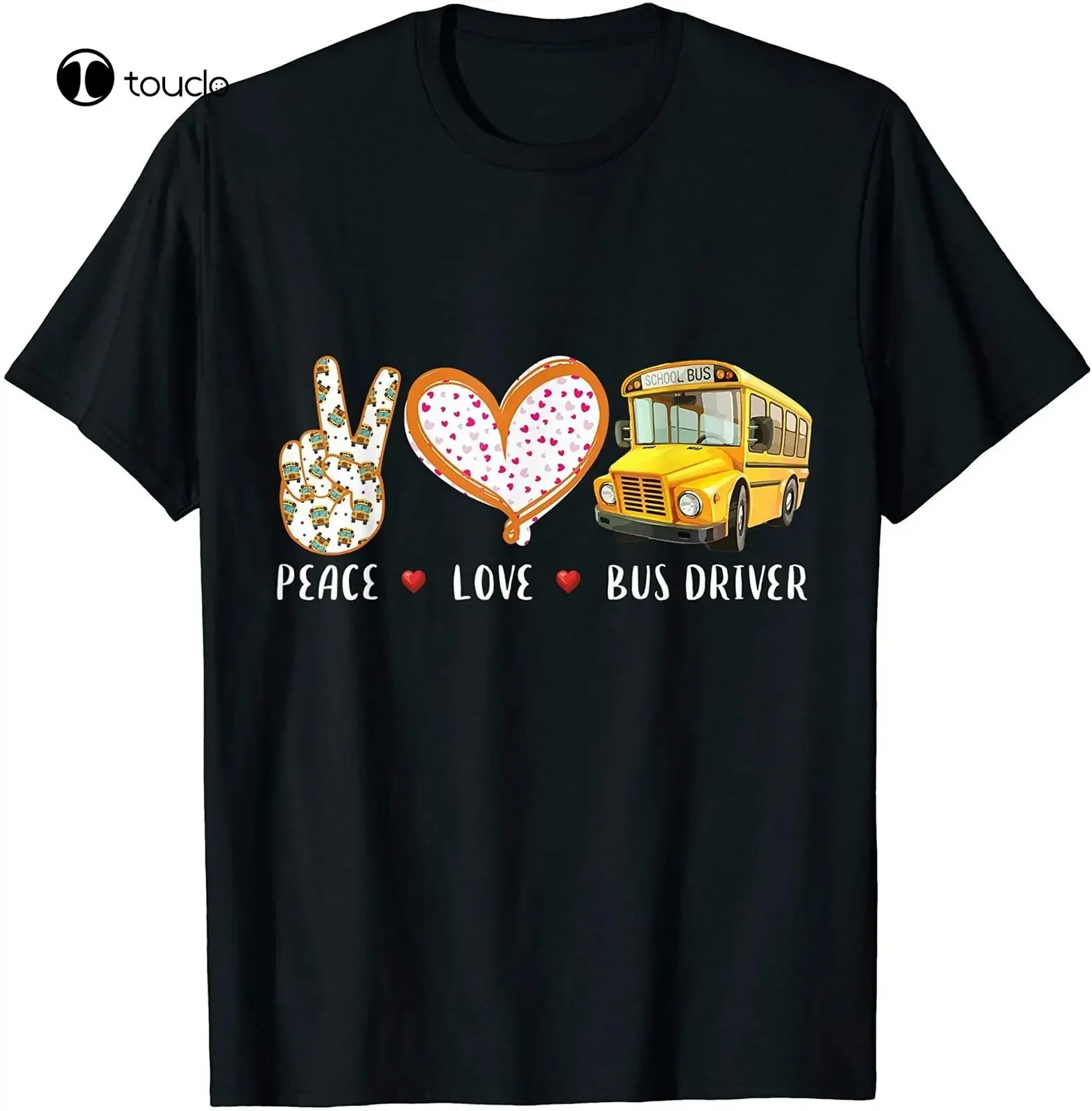 Peace Love Bus Driver Gifts For Kids Men Women School Bus T-Shirt Custom Aldult Teen Unisex Digital Printing Xs-5Xl