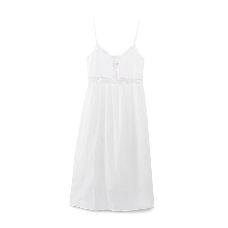 Estate delle nuove donne lungo senza spalline ricamato V-ne Dr a vita alta gonna a trapezio Sle casual confortevole cotone Dr